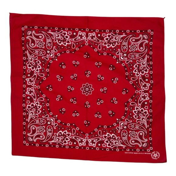 Vintage Wamcraft Bandana Red Paisley Handkerchief USA Made Cowboy Western - Picture 1 of 5